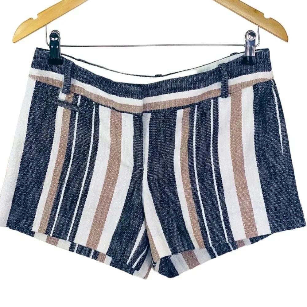 Loft neutral black brown khaki stripe shorts sz 4